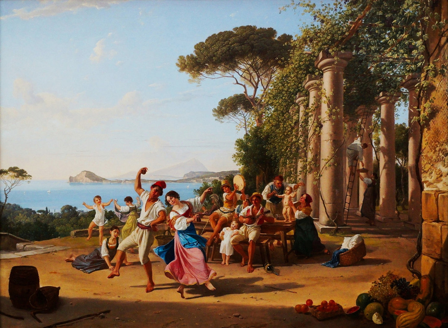 Country Festival near Pozzuoli, vintage artwork by Franz Ludwig Catel, 12x8" (A4) Poster