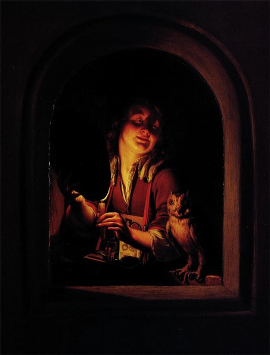 The Tablet Grocer, vintage artwork by Godfried Schalcken, 12x8" (A4) Poster
