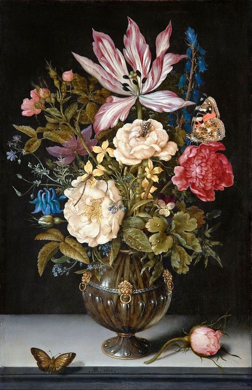 Flower Still-Life, vintage artwork by Ambrosius Bosschaert the Younger, 12x8" (A4) Poster
