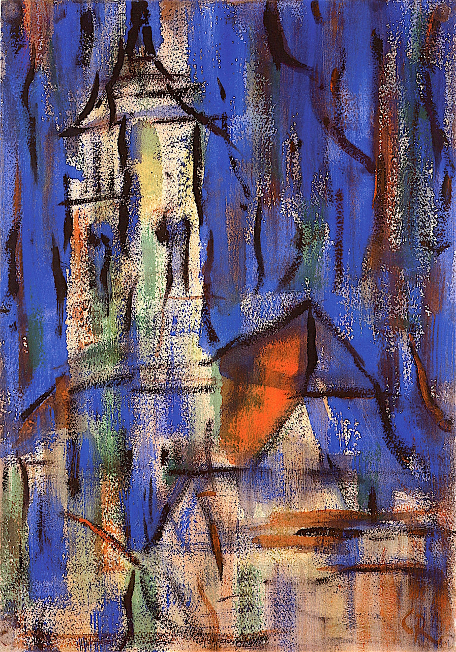 Church in Allendorf, vintage artwork by Christian Rohlfs, 12x8" (A4) Poster