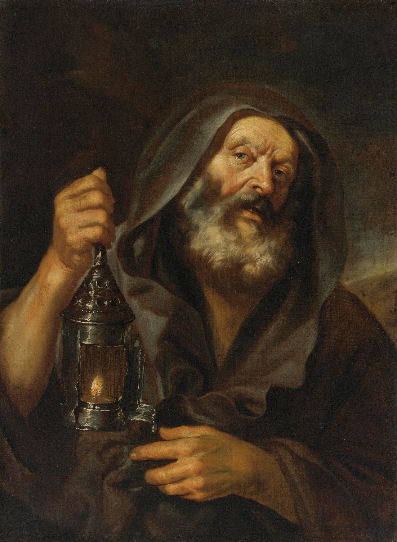 Diogenes with his Lantern, in search of an Honest Man, vintage artwork by Mattia Preti, 12x8" (A4) Poster