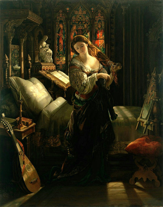 Madeline after Prayer, vintage artwork by Daniel Maclise, R.A., A3 (16x12") Poster Print