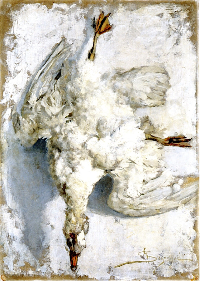 Still Life with White Goose, vintage artwork by Giovanni Segantini, 12x8" (A4) Poster