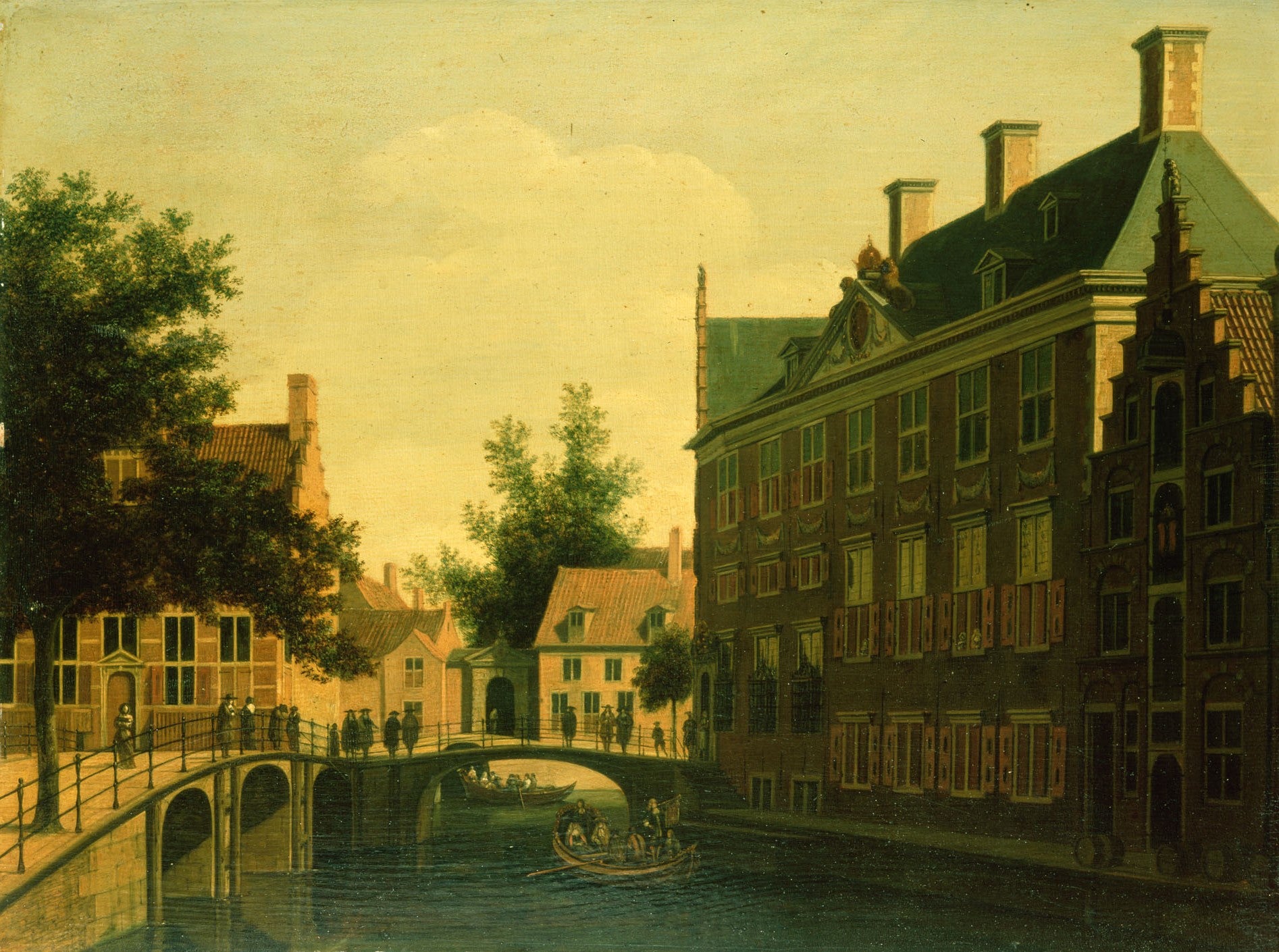 The Oude Zijds Herenlogement (Gentlemen's Hotel) in Amsterdam, vintage artwork by Gerrit Adriaensz.Berckheyde, 12x8" (A4) Poster