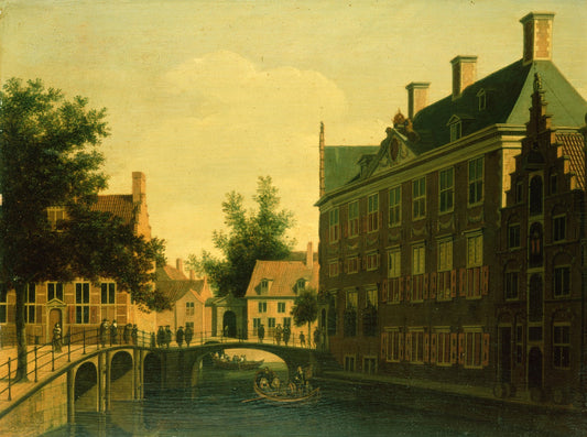 The Oude Zijds Herenlogement (Gentlemen's Hotel) in Amsterdam, vintage artwork by Gerrit Adriaensz.Berckheyde, 12x8" (A4) Poster