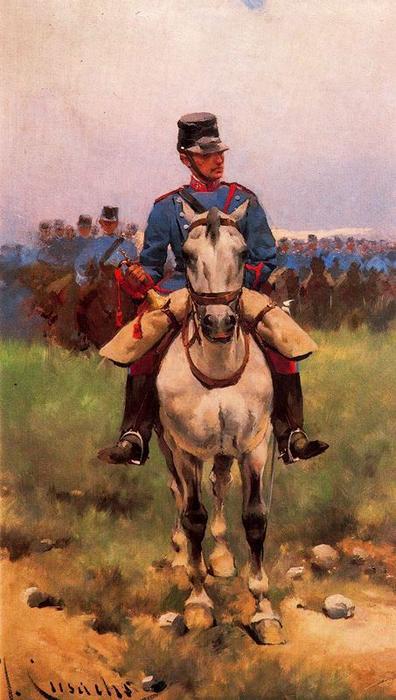 Cavalry Trumpet, vintage artwork by Josep Cusachs, 12x8" (A4) Poster