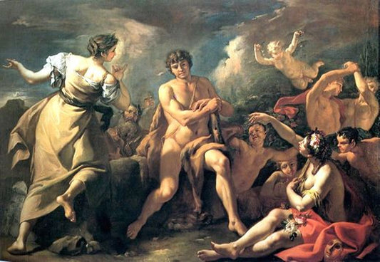 Hercules on the Crossroads, vintage artwork by Sebastiano Ricci, 12x8" (A4) Poster