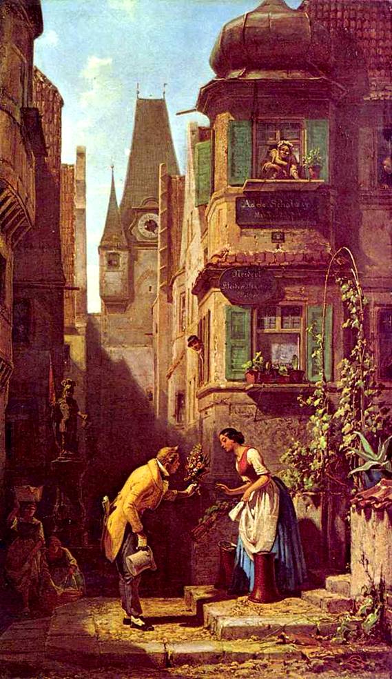 The eternal bridegroom, vintage artwork by Carl Spitzweg, A3 (16x12") Poster Print