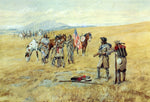 Captain Lewis Meeting the Shoshones, vintage artwork by Charles Marion Russell, 12x8" (A4) Poster