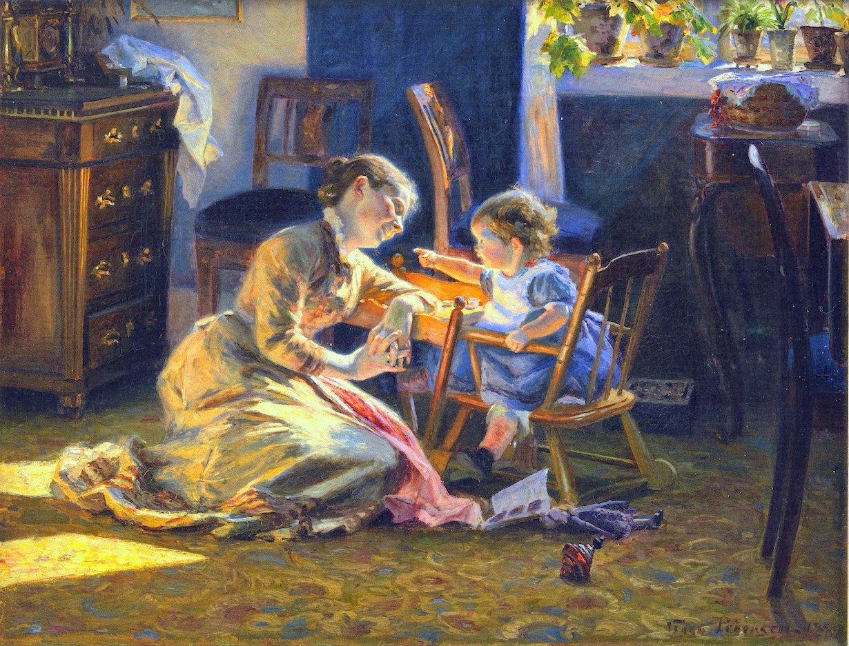 e Living Room, The Artist's Wife and Child by Viggo Pedersen,A3(16x12")Poster