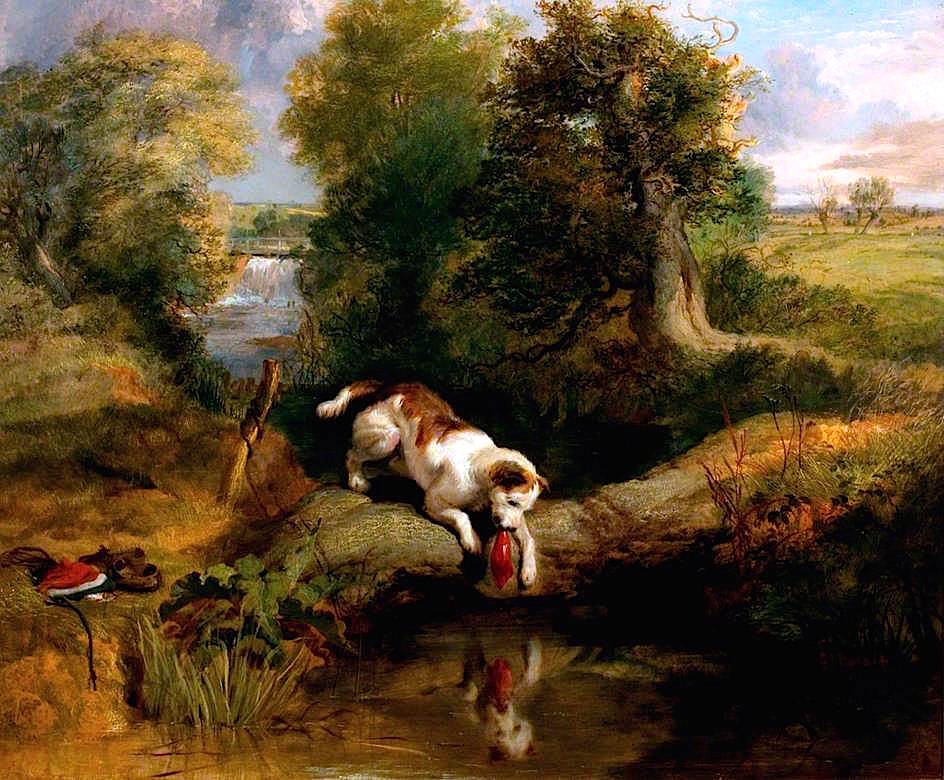 The Dog and the Shadow, vintage artwork by Sir Edwin Landseer, A3 (16x12") Poster Print
