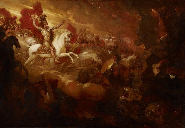 Destruction of the Beast and the False Prophet, vintage artwork by Benjamin West, 12x8" (A4) Poster