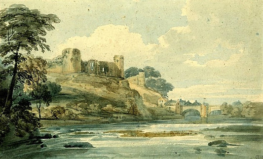 Barnard Castle, Durham, vintage artwork by Thomas Girtin, 12x8" (A4) Poster