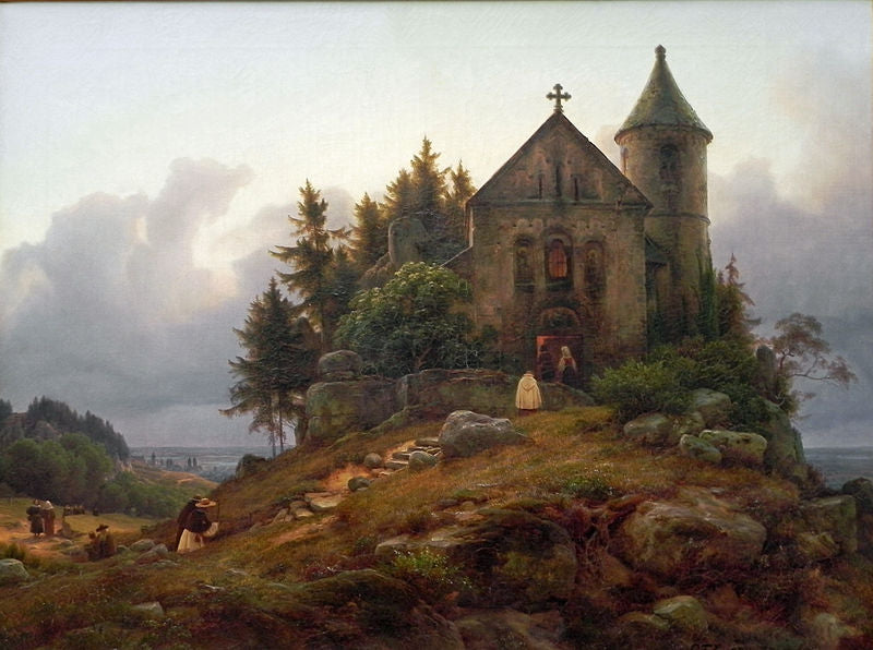 Forest Chapel, vintage artwork by Karl Friedrich Lessing, A3 (16x12") Poster Print