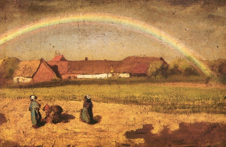 Rainbow in Courrières, vintage artwork by Jules-Adolphe Breton, 12x8" (A4) Poster