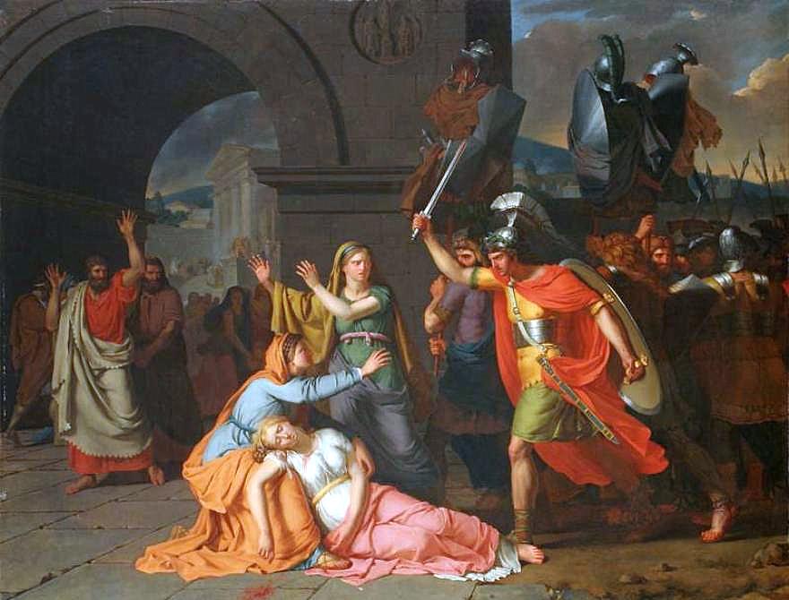 Horace Killing his Sister Camilla, vintage artwork by Anne-Louis Girodet de Roussy-Trioson, 12x8" (A4) Poster
