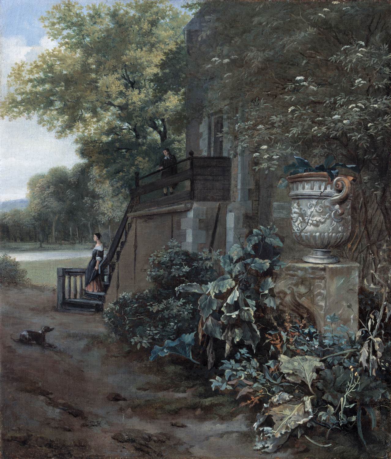 Landscape with Urn, vintage artwork by Hendrick ten Oever, 12x8" (A4) Poster