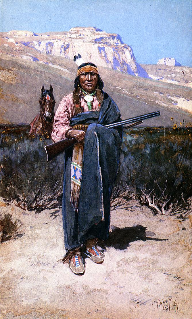 Indian Brave, vintage artwork by Henry F. Farny, 12x8" (A4) Poster
