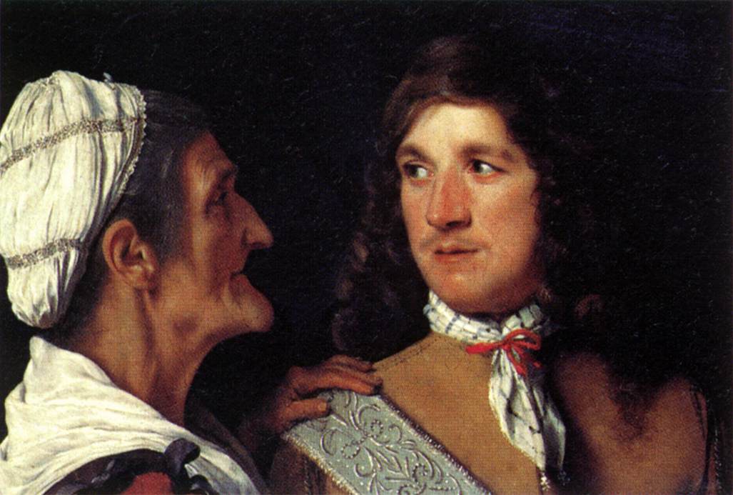 Young Man and a procuress, vintage artwork by Michiel Sweerts, 12x8" (A4) Poster