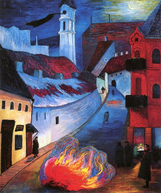 Police Post in Wilna, vintage artwork by Marianne von Werefkin, 12x8" (A4) Poster