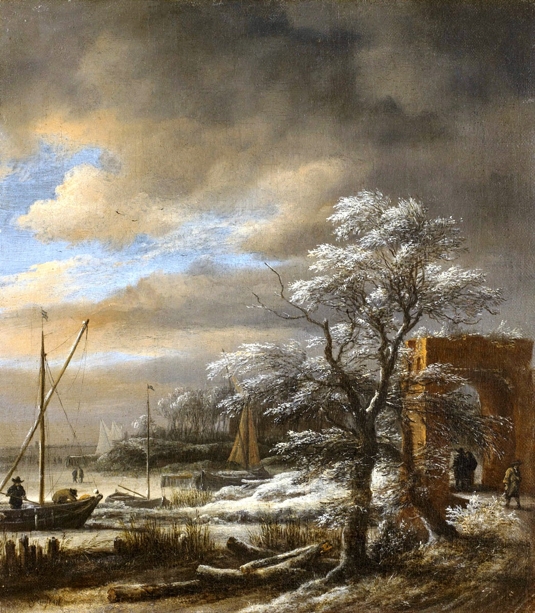 Canal in Winter, vintage artwork by Jacob van Ruisdael, 12x8" (A4) Poster