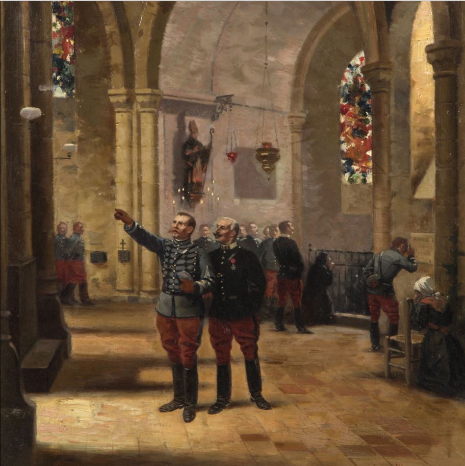 St. Pierre Church, Chartres, France, During a Maneuver, vintage artwork by Jules Monge, 12x8" (A4) Poster