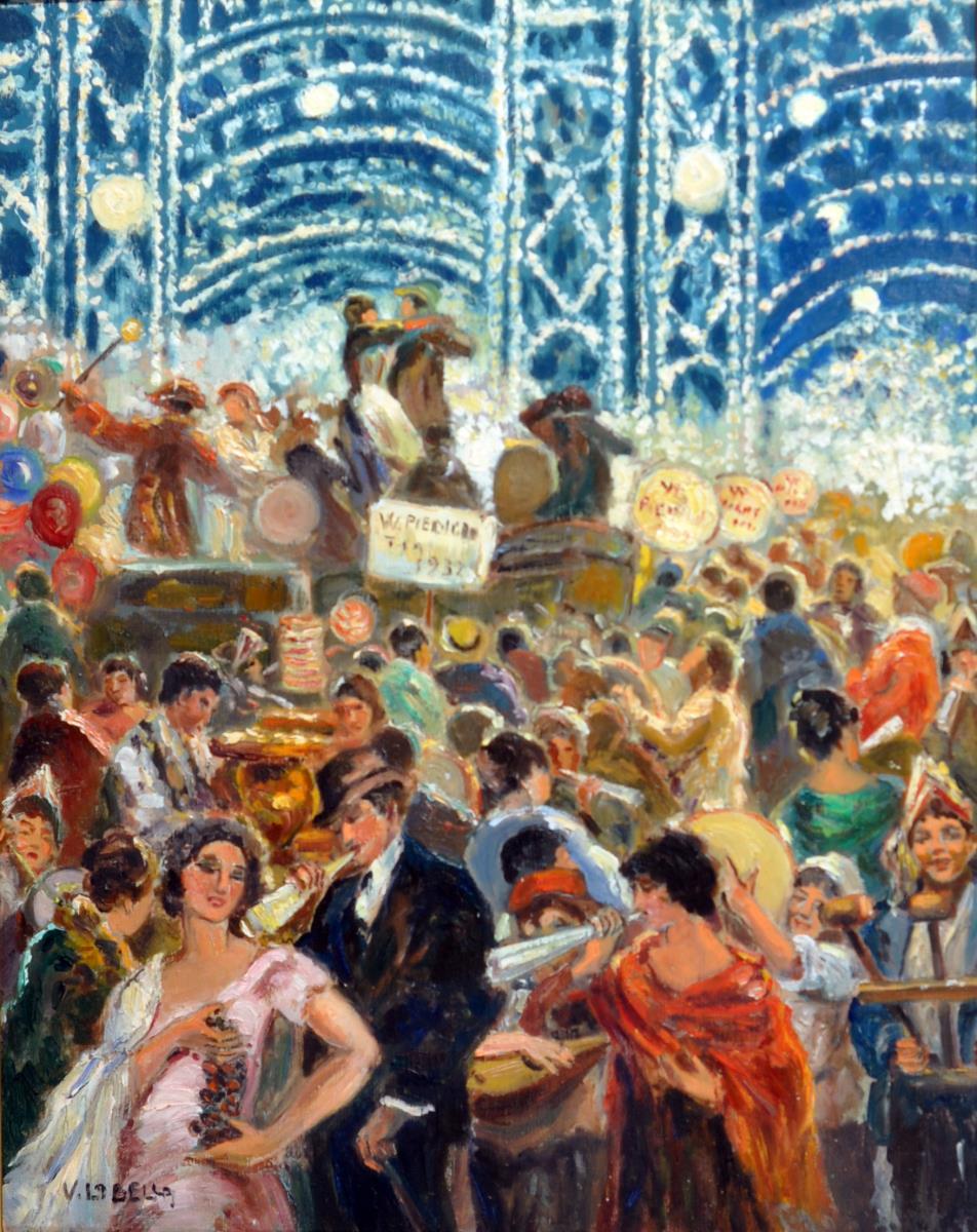 La festa di Piedigrotta, vintage artwork by Vincenzo La Bella, 12x8" (A4) Poster