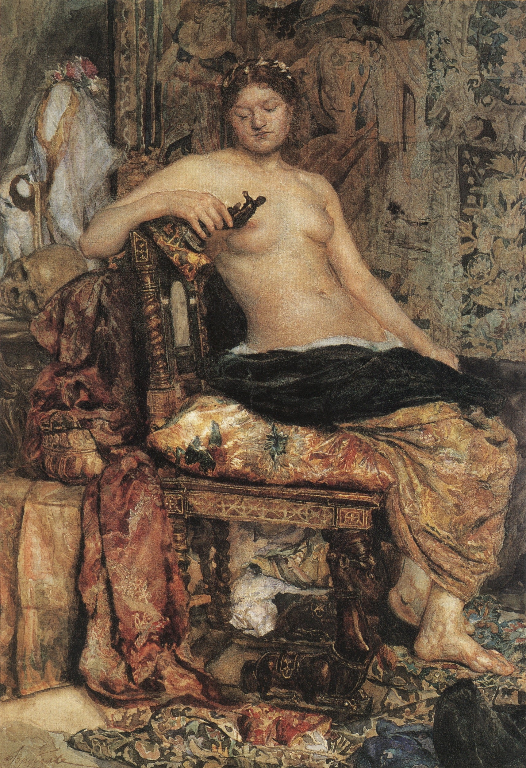 Nude in a Renaissance Interior by Mikhail Vrubel,A3(16x12")Poster