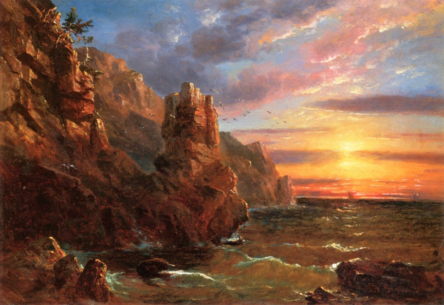Coastal Twilight, vintage artwork by Regis François Gignoux, A3 (16x12") Poster Print