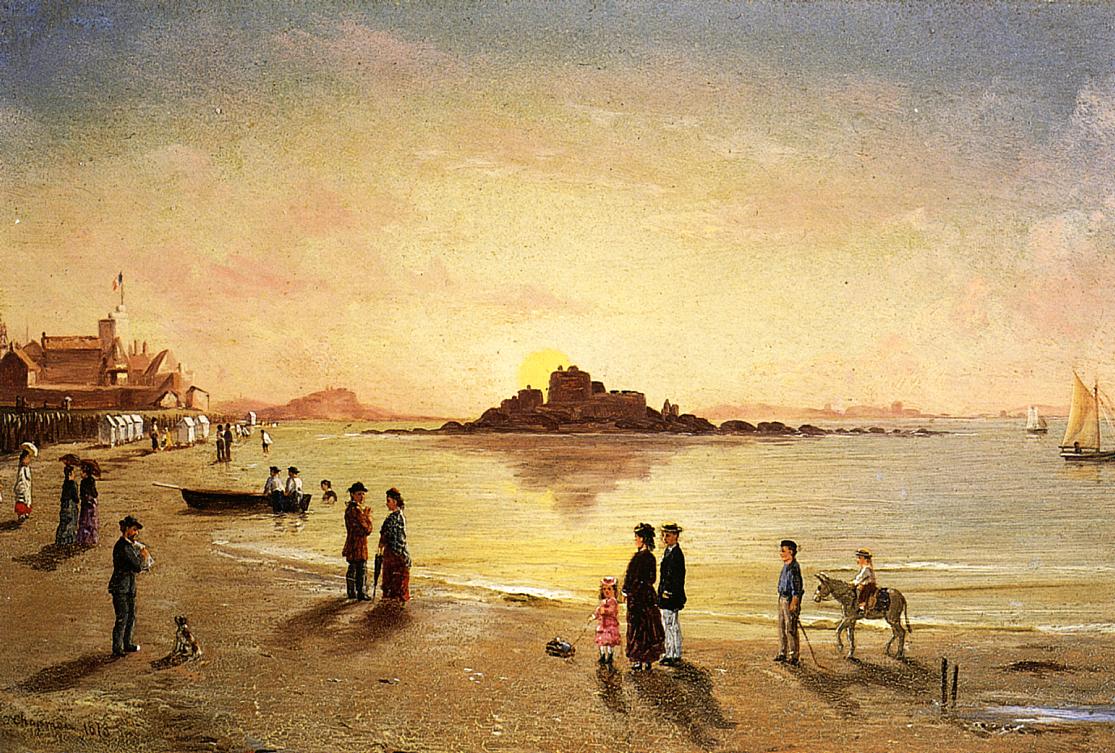 Sunset at Saint Malo, vintage artwork by Conrad Wise Chapman, 12x8" (A4) Poster