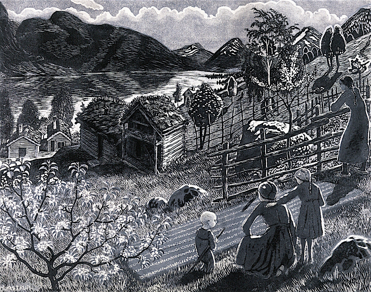 Growing Season at Sandalstrand, vintage artwork by Nicolai Astrup, 12x8" (A4) Poster