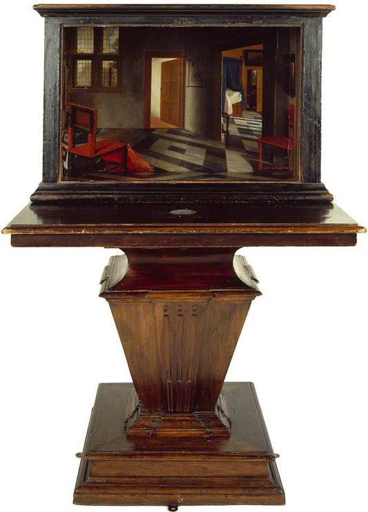 A peepshow with Views of the Interior of a Dutch House, vintage artwork by Samuel van Hoogstraeten, 12x8" (A4) Poster