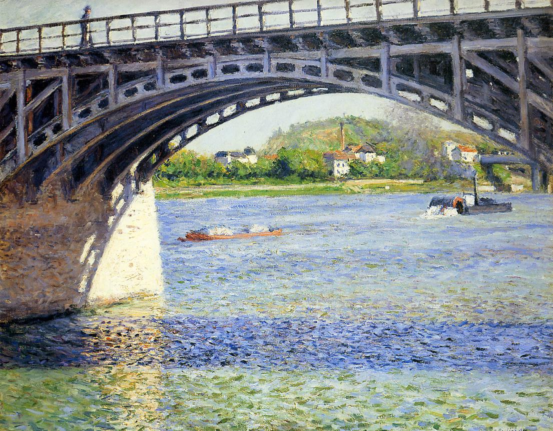 The Argenteuil Bridge and the Seine, vintage artwork by Gustave Caillebotte, 12x8" (A4) Poster