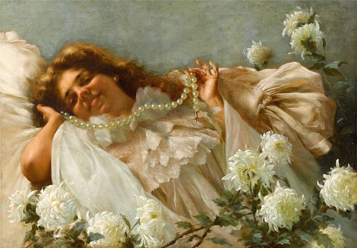 Woman with Pearls, vintage artwork by Pompeo Massani, 12x8" (A4) Poster