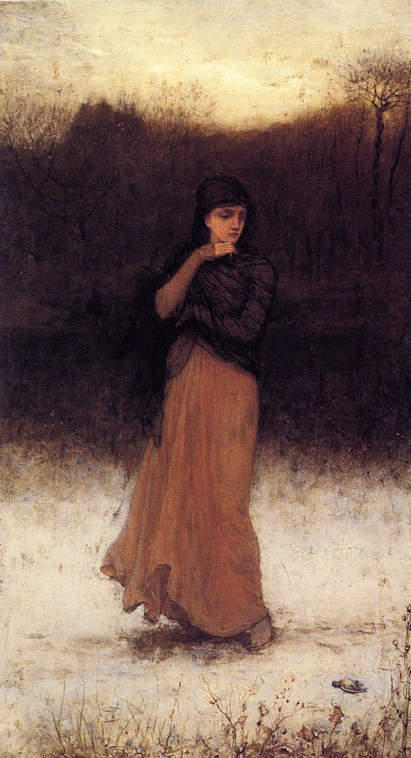 A Wintry Contemplation, vintage artwork by George Henry Boughton, 12x8" (A4) Poster