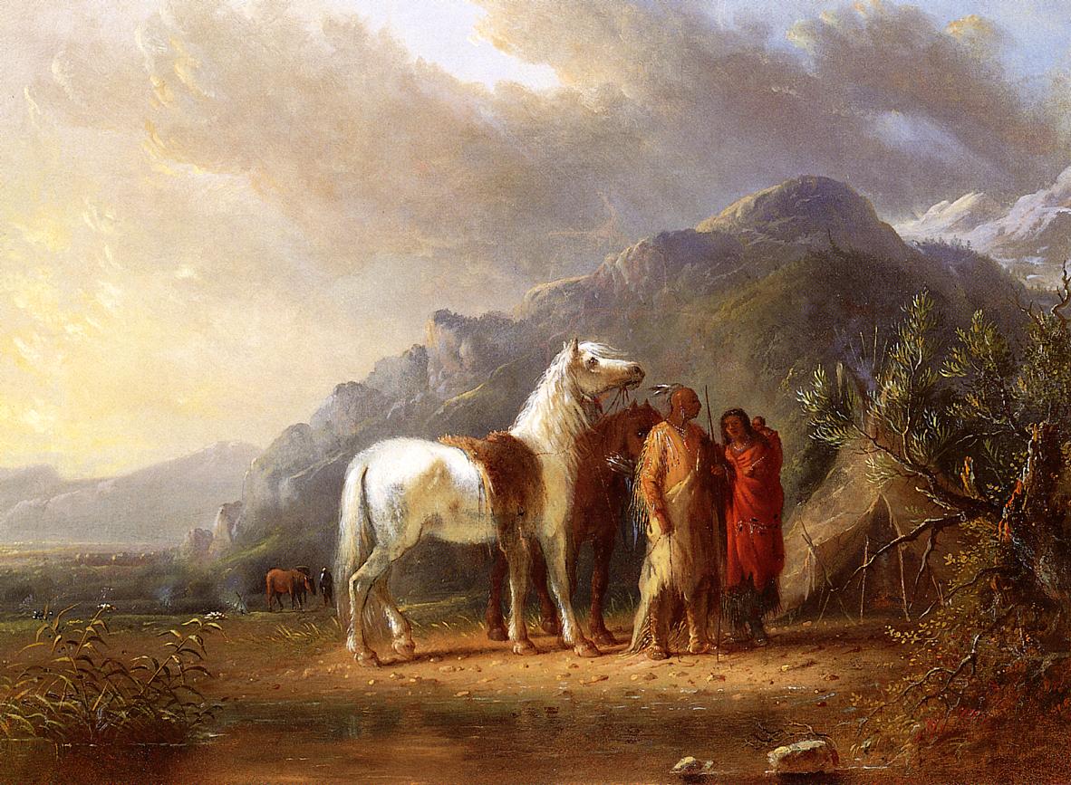 Sioux Camp, vintage artwork by Alfred Jacob Miller, A3 (16x12") Poster Print