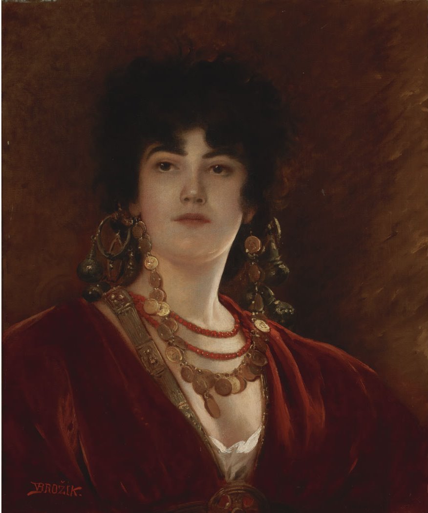 A Daughter of Pharoah, vintage artwork by Václav Brožík, 12x8" (A4) Poster