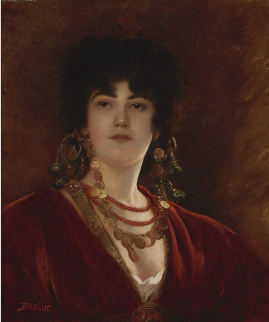 A Daughter of Pharoah, vintage artwork by Václav Brožík, 12x8" (A4) Poster