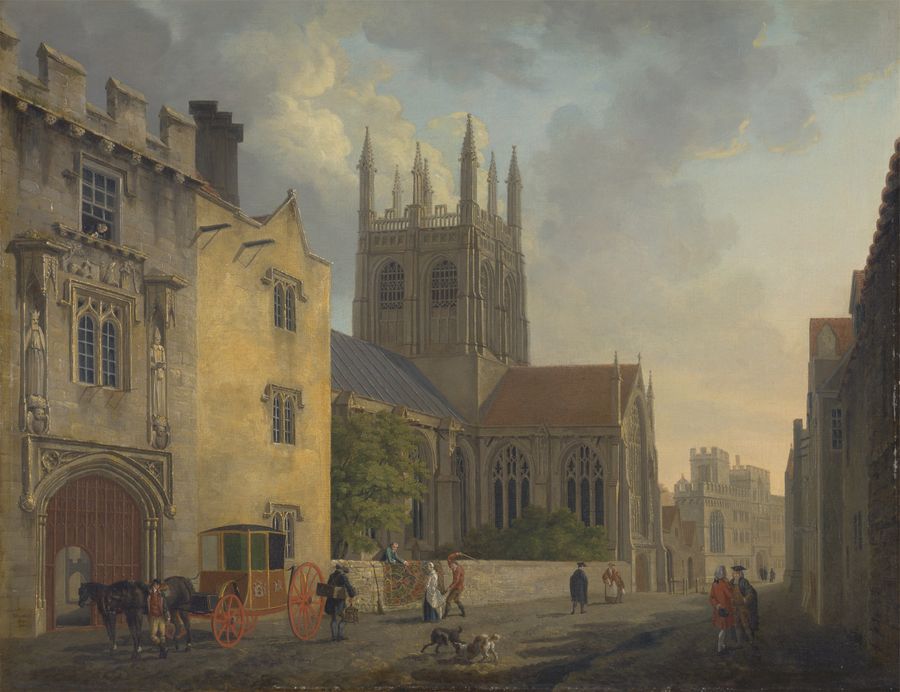 Merton College, Oxford, vintage artwork by Michael Angelo Rooker, 12x8" (A4) Poster