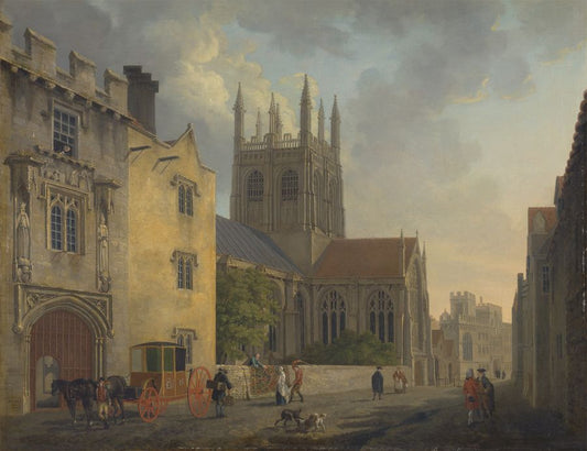 Merton College, Oxford, vintage artwork by Michael Angelo Rooker, 12x8" (A4) Poster