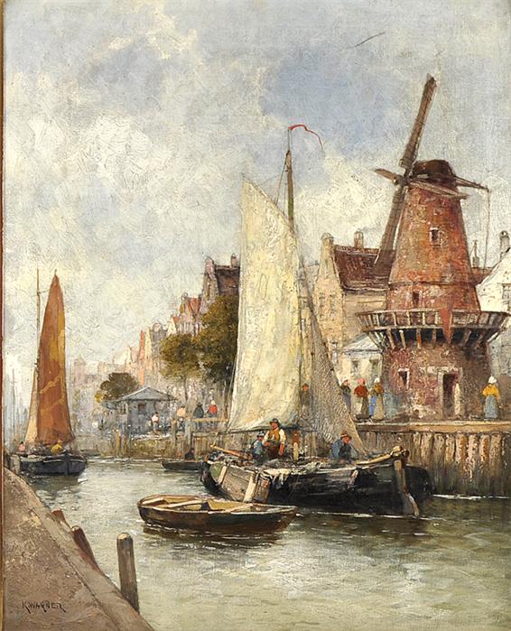 Harbour Street in Holland by Karl Theodor Wagner,A3(16x12")Poster