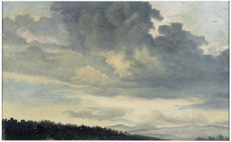 Cloudy Sky, vintage artwork by Pierre-Henri de Valenciennes, 12x8" (A4) Poster