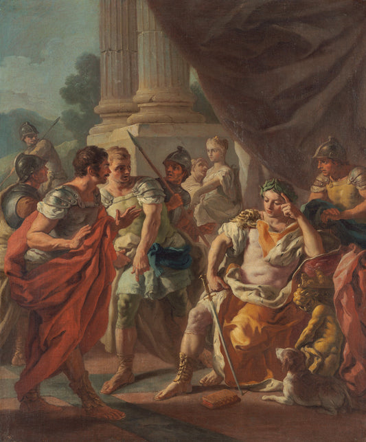 Alexander Condemning False Praise, vintage artwork by Francesco de Mura, 12x8" (A4) Poster