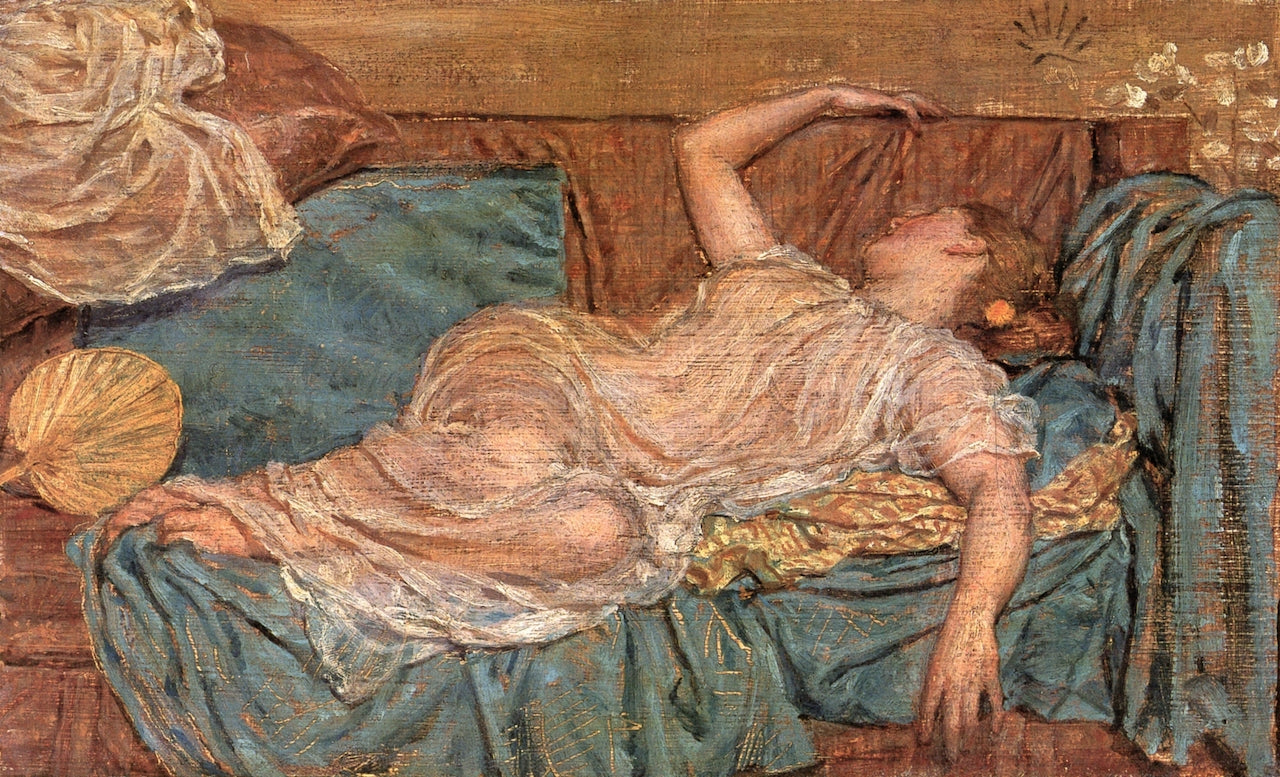 A Palm Fan, vintage artwork by Albert Joseph Moore, A.R.W.S., 12x8" (A4) Poster