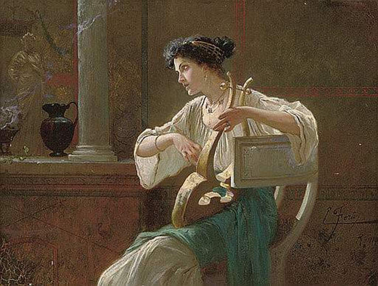 Pompeiian Lullaby , vintage artwork by Edouardo Ettore Forti, 12x8" (A4) Poster