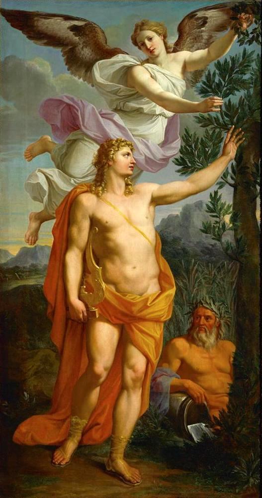 Apollo Crowned by  Victory, vintage artwork by Noël Coypel I, 12x8" (A4) Poster