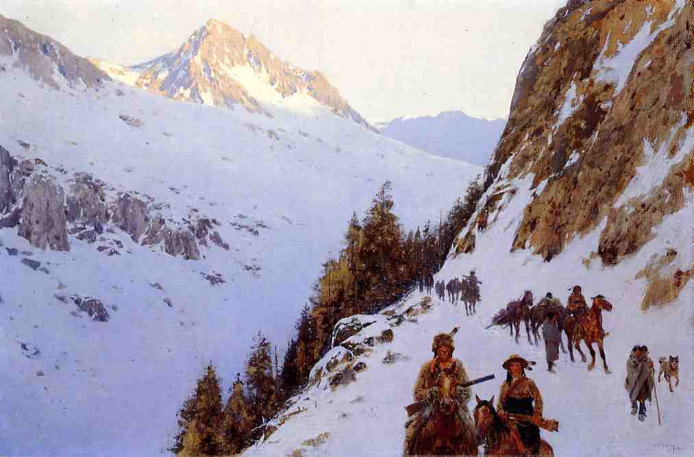 The Trail Over the Pass, vintage artwork by Henry F. Farny, 12x8" (A4) Poster