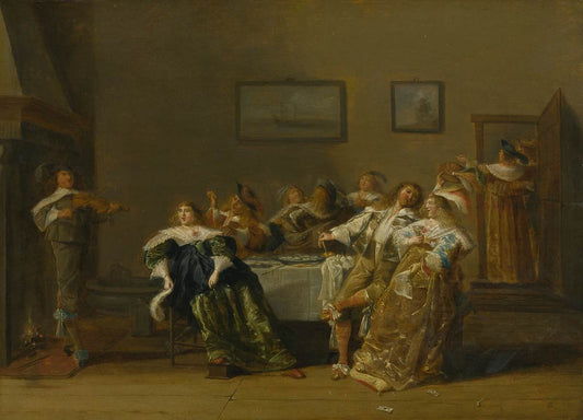 An Elegant Company in an Interior, vintage artwork by Dirck Hals, 12x8" (A4) Poster
