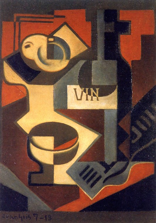 The Bottle of Wine, vintage artwork by Juan Gris, 12x8" (A4) Poster