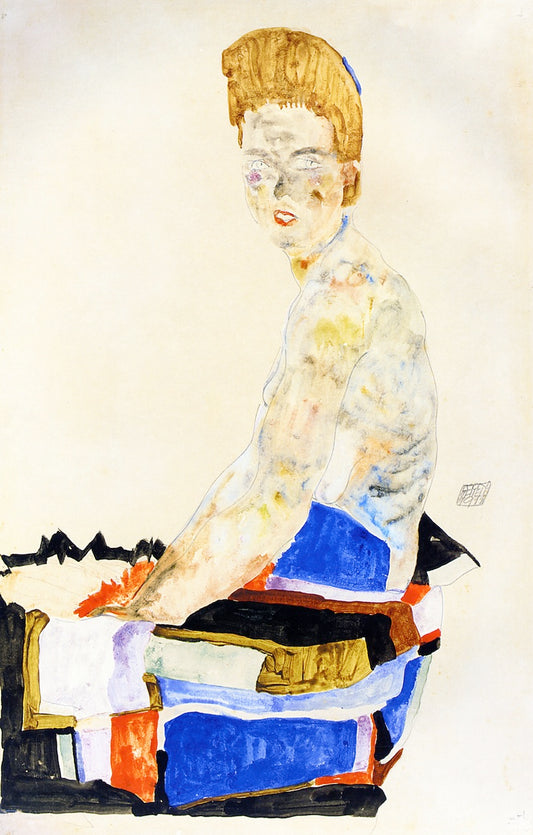 Halbakt, vintage artwork by Egon Schiele, 12x8" (A4) Poster